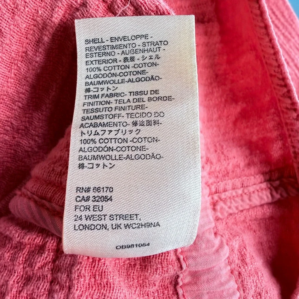 Anthropologie Coral Pink Quilted Utility Bomber Jacket Large Cotton Coastal Boho - Picture 7 of 7